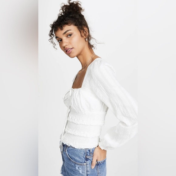 Free People Solid Lolita Coastal Boho Blouse White Size Large - Picture 2 of 16